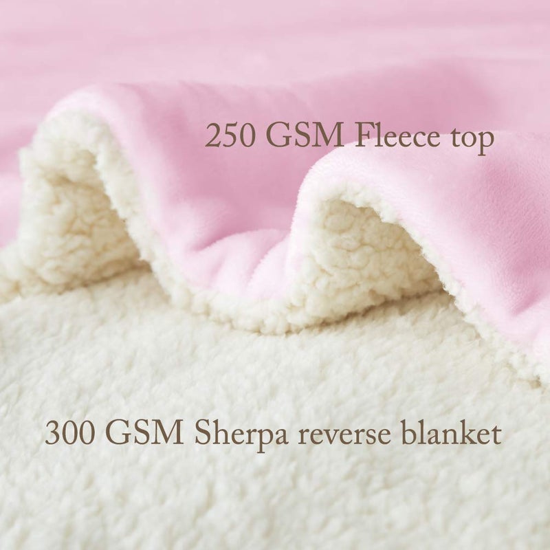 LBRO2M Sherpa Fleece Bed Blanket King Size Super Soft Fuzzy Plush Warm Cozy Fluffy Microfiber Couch Throw Velvet Double Reversible Luxurious Blankets,Pink - Image 4